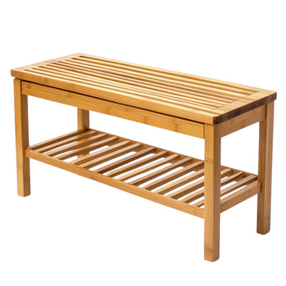 Pugel Bamboo Shoe Rack Bench - 3-Tier Entryway Organizer with Seat - Natural Wood Shoe Storage Shelf - Supports up to 250 lbs - Minimalist Home Decor
