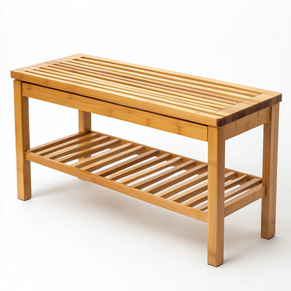 Pugel Bamboo Shoe Rack Bench - 3-Tier Entryway Organizer with Seat - Natural Wood Shoe Storage Shelf - Supports up to 250 lbs - Minimalist Home Decor