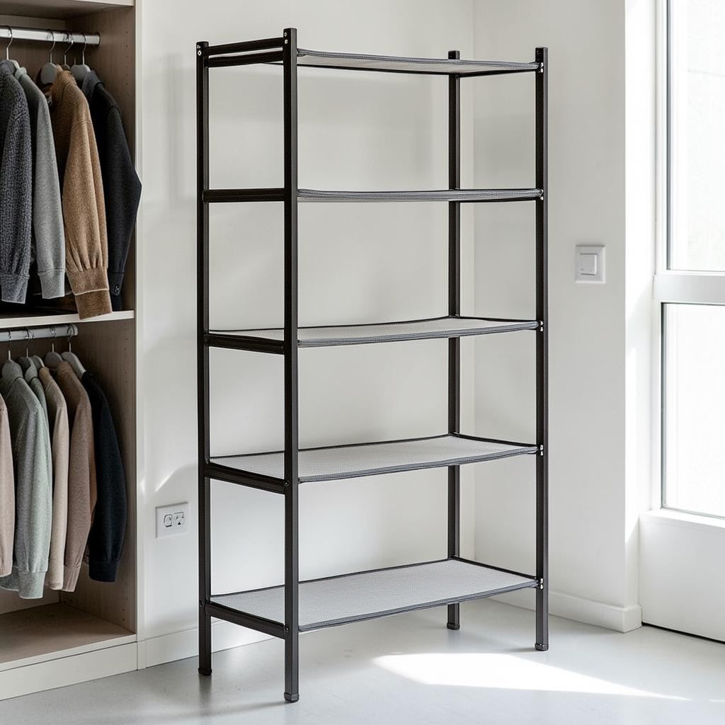Pugel 10-Tier Shoe Rack for Closet & Entryway - Large Capacity Shoe Tower Holds 50 Pairs - Customizable & Splitable Design - Dustproof Non-Woven Fabric - Black